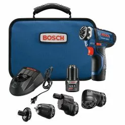Best Sale 💯 Bosch GSR12V-140FCB22 12V Max Lithium-Ion FlexiClick 5-in-1 1/4 In. Cordless Drill Driver System Kit (2 Ah) 🎉