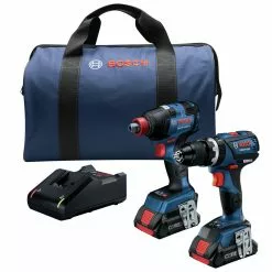 Flash Sale 👏 Factory Reconditioned Bosch GXL18V-251B25-RT 18V Lithium-Ion Brushless Freak 1/4 In. And 1/2 In. 2-in-1 Bit/Socket Impact Driver / 1/2 In. 🔨 Hammer Drill Driver Combo Kit (4 Ah) 🥰