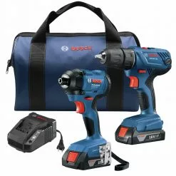 Outlet 👏 Factory Reconditioned Bosch GXL18V-26B22-RT 18V Lithium-Ion 2 Ah Compact Drill Driver / Hex Impact Driver Combo Kit 💯
